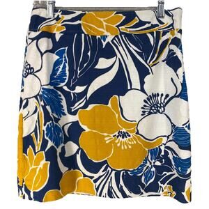 💙 Ann Taylor Linen Floral Mini Skirt Tropical Print | Size 6